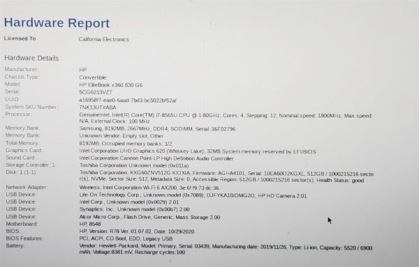 HP EliteBook 830 G6 Laptop i7 8565U 1.8GHZ 13.3" Touch 8GB 512GB NVMe Windows 11 - Image 2