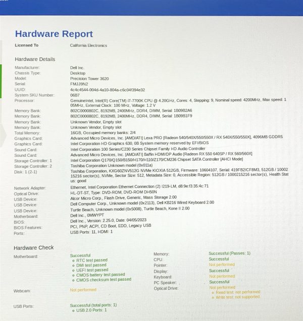 Dell Precision Tower 3620 i7-7700K 4.20GHz 16GB 512GB NVMe Windows 11 PC RX 550 - Image 10