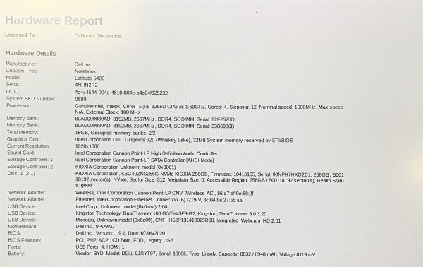 Dell Latitude 5400 Laptop i5 8265U 1.60GHZ 14" FHD 16GB 256GB NVMe Windows 11 - Image 2