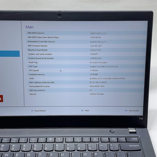 Lenovo T14 1st Gen Laptop i5 10310U 1.70GHZ 14" FHD 16GB 512GB NVMe Windows 11 - Image 2
