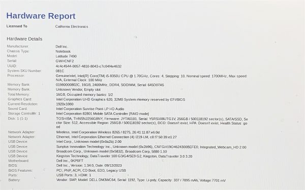 Dell Latitude 7490 Laptop i5 8350U 1.70GHZ 14" FHD 16GB RAM 256GB M.2 Windows 11 - Image 2