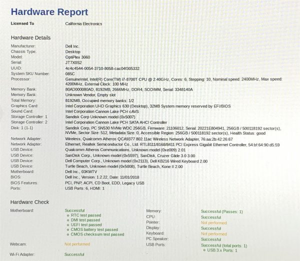 Dell OptiPlex 3060 Micro Desktop i7-8700T 2.4GHz 8GB 256GB NVMe Win11P 24H2 WIFI - Image 8