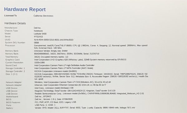 Dell Latitude 5400 Laptop i7 8665U 1.9GHZ 14" FHD 16GB RAM 256GB NVMe Windows 11 - Image 2