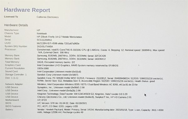 HP ZBook 14 G7 Laptop Intel i5 10210U 1.60GHZ 14" FHD 16GB 512GB NVMe Windows 11 - Image 2