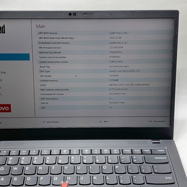 Lenovo X1 Carbon 7th Gen Laptop i5 8365U 1.60GHZ 14" FHD 16GB 256GB Windows 11 - Image 2