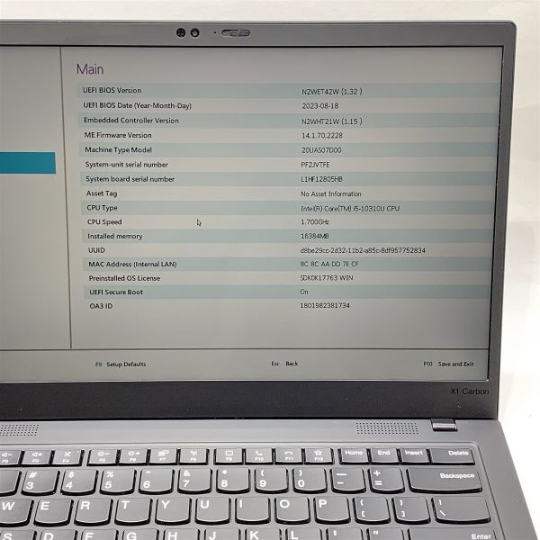 Lenovo X1 Carbon 8th Gen Laptop i5 10310U 1.70GHZ 14" FHD 16GB 256GB Windows 11 - Image 2