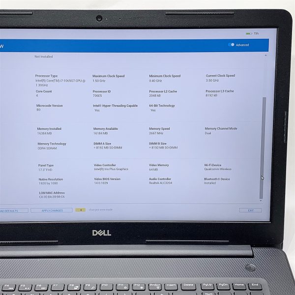 Dell Inspiron 3793 Laptop i7 1065G7 1.30GHZ 17.3" FHD 16GB 512GB NVMe Windows 11 - Image 2