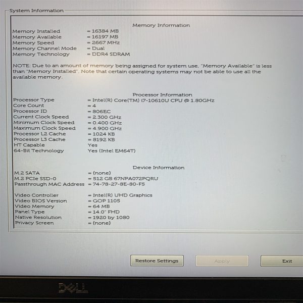 Dell Latitude 7410 14" FHD Intel i7-10610U 1.80 GHz 16GB 512GB NVMe Windows 11 - Image 8