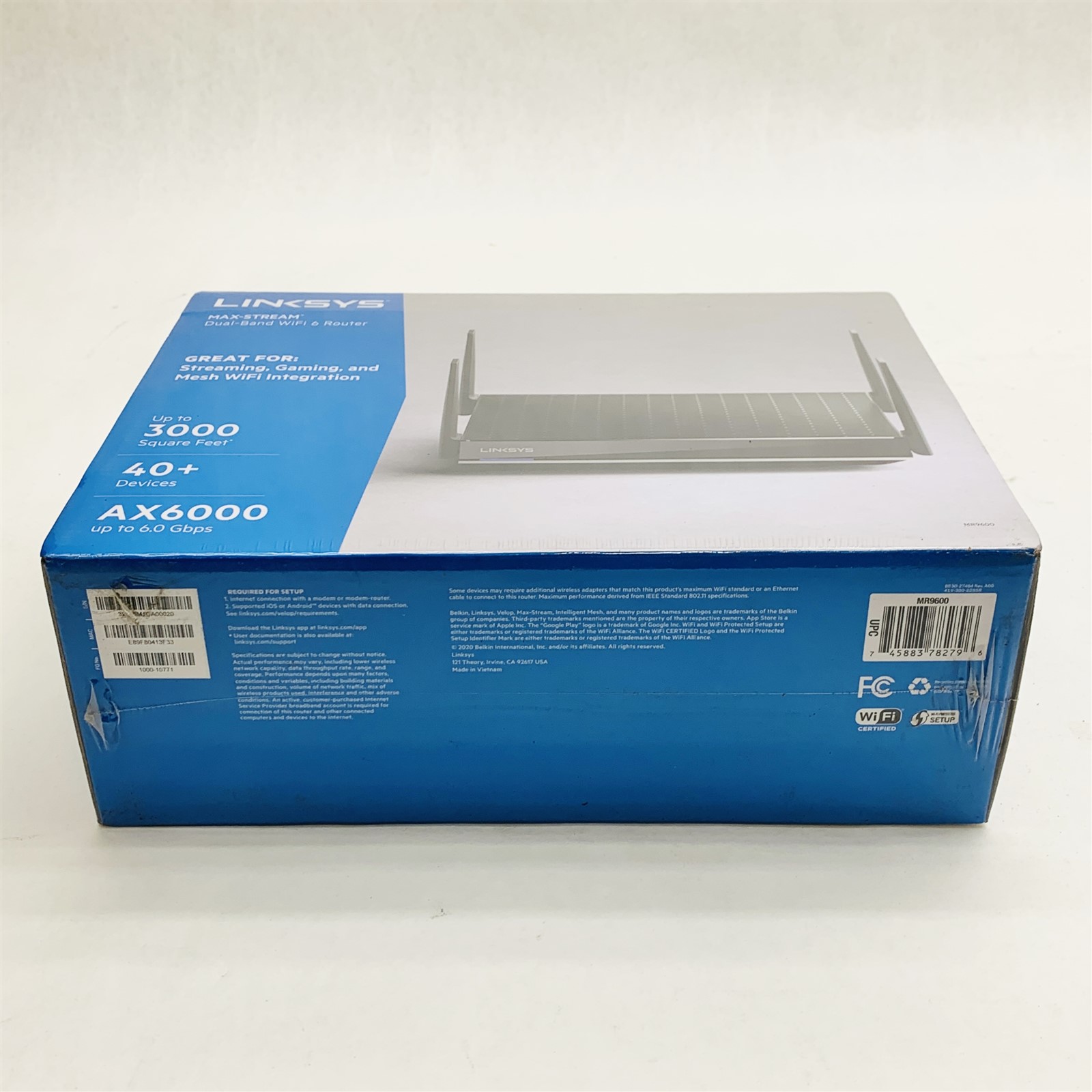 Linksys MR9600 Dual Band WiFi 6 AX6000 up to 6.0Gbps Mesh Router *Sealed New* - Image 7