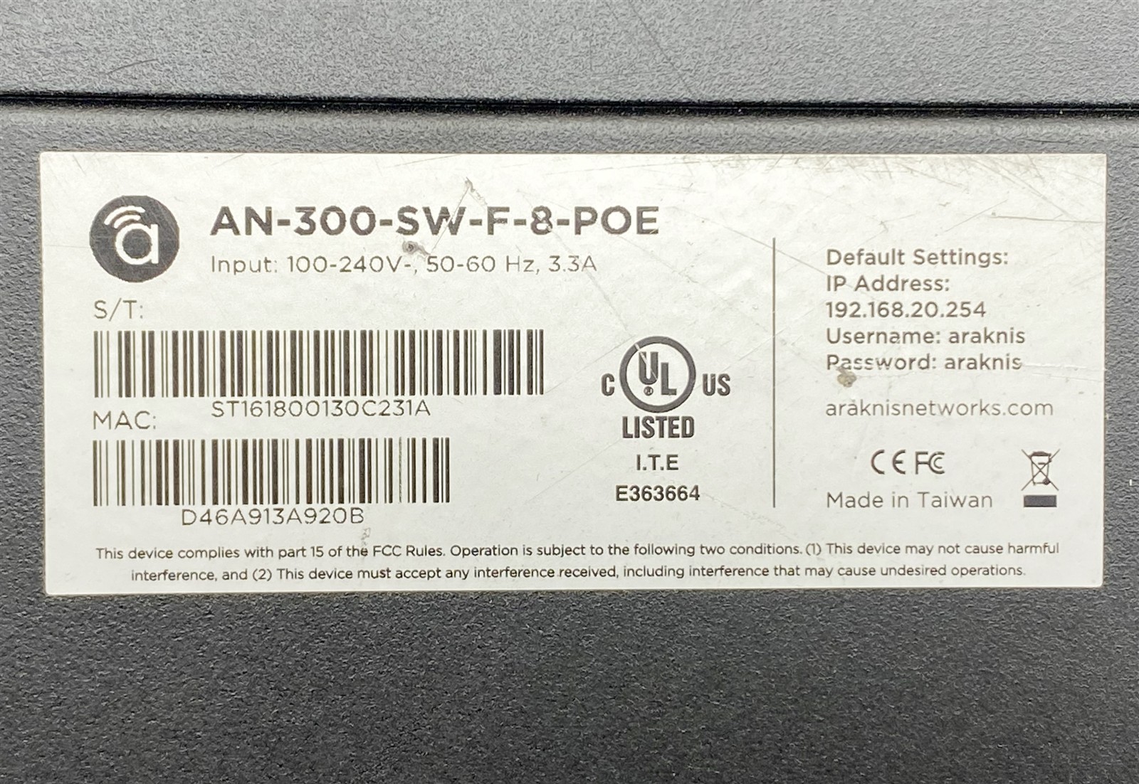 Araknis Networks AN-310-SW-F-8-POE 8-Port Managed Gigabit Network Switch - Image 4