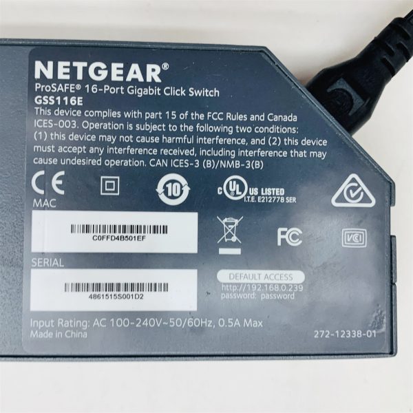 Netgear GSS116E 16-Port Managed Gigabit Ethernet Click Network Rackmount Switch - Image 5
