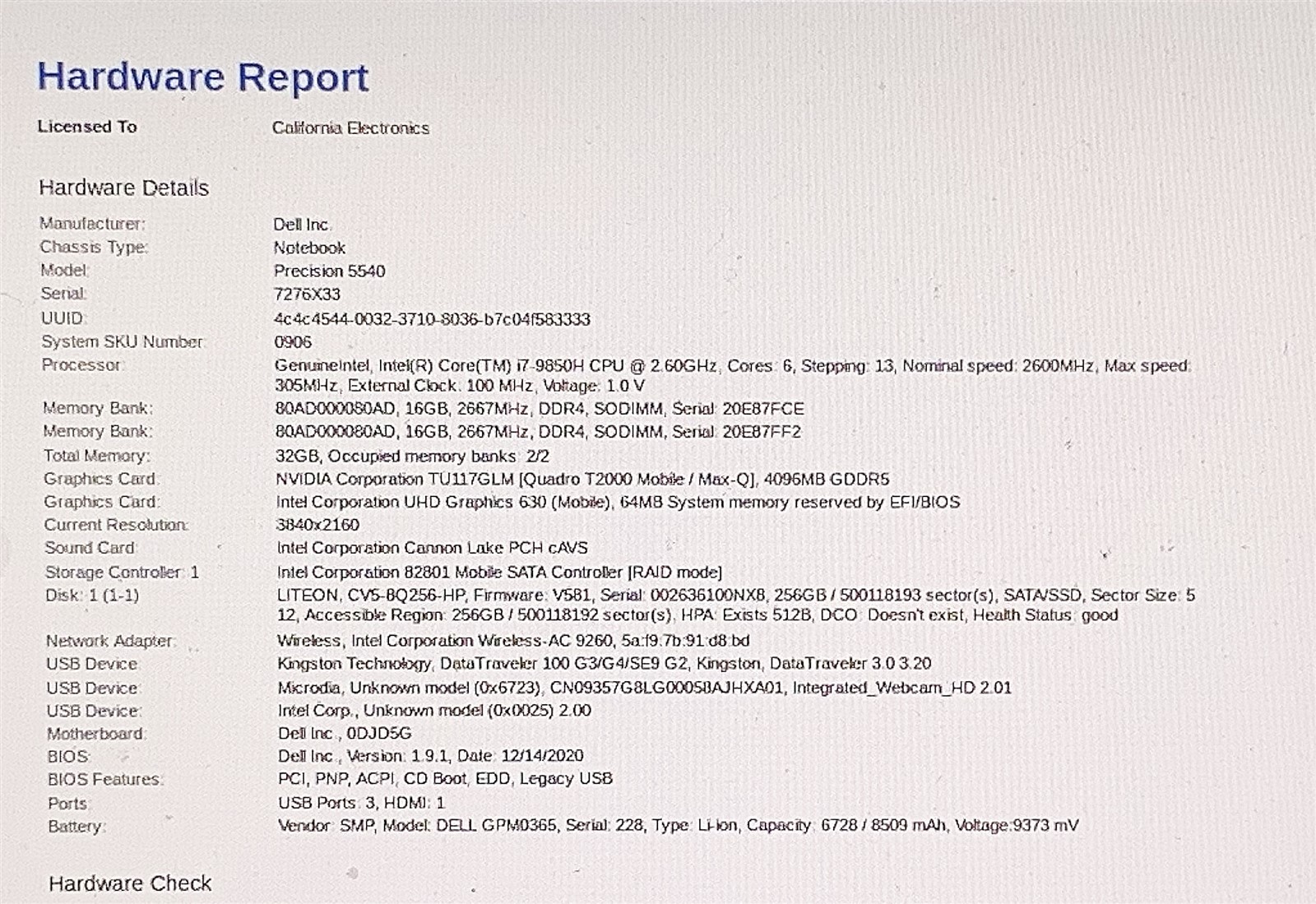 Dell Precision 5540 Laptop i7 9850H 2.60GHZ 15.6" Touch UHD 32GB 256GB Win 11 - Image 2