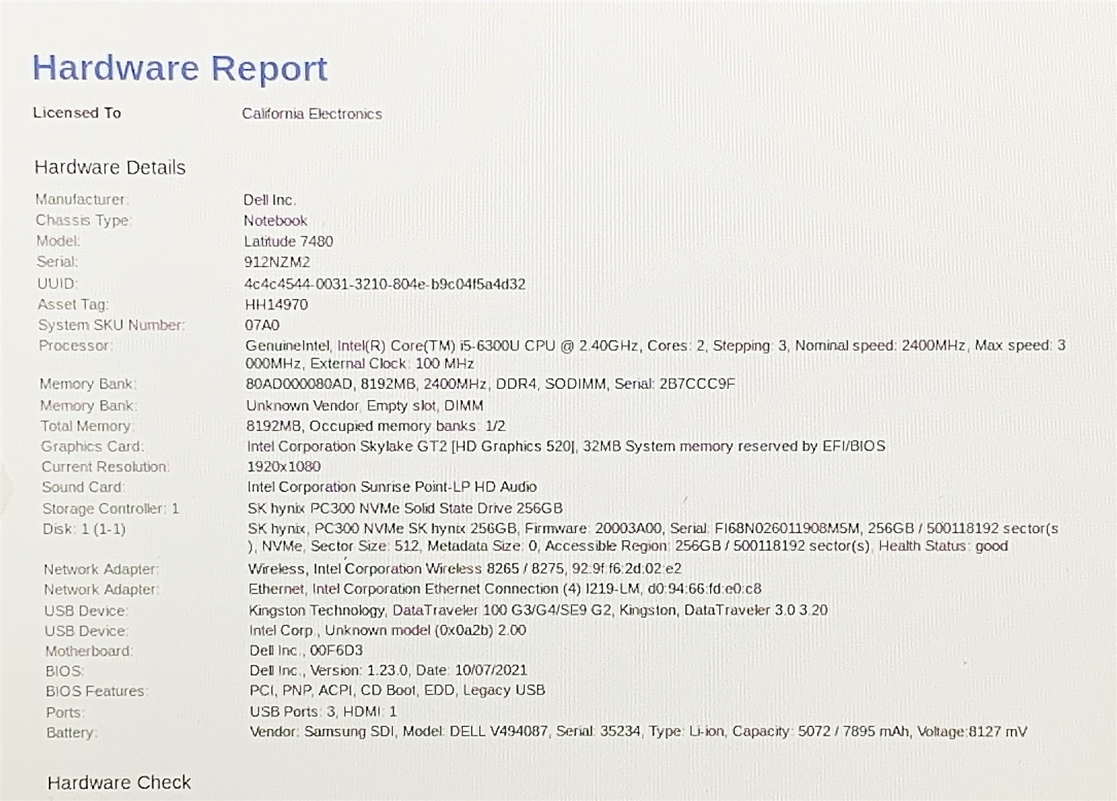 Dell Latitude 7480 Laptop i5 6300U 2.40GHZ 14" FHD 8GB 256GB NVMe Windows 11 - Image 2