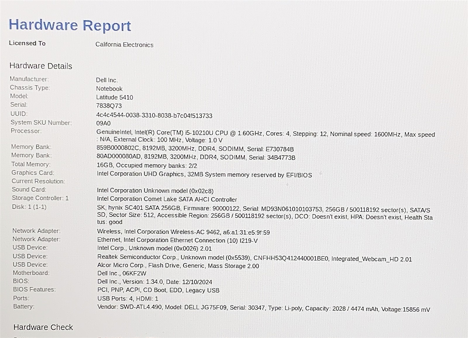 Dell Latitude 5410 Laptop i5 10210U 1.60GHZ 14" HD 16GB RAM 256GB M.2 Windows 11 - Image 2
