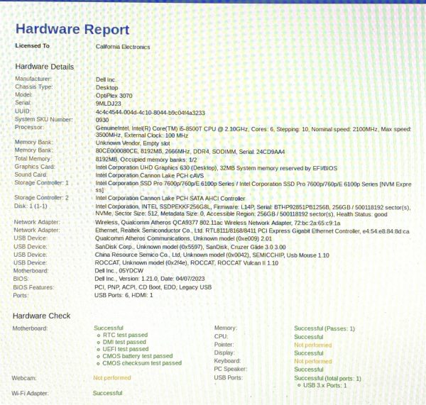Dell OptiPlex 3070 Micro Core i5-8500T 2.1Ghz 8GB 256GB NVMe Win11 Pro 24H2 WiFi - Image 8