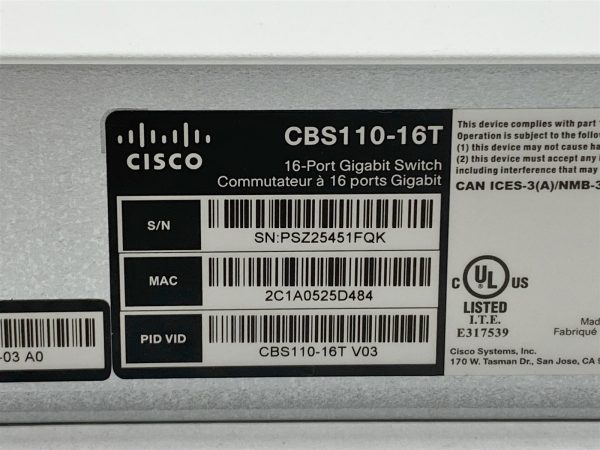 Cisco Business 110 CBS110-16T V03 16-Port L2 Unmanaged Gigabit Ethernet Switch - Image 4