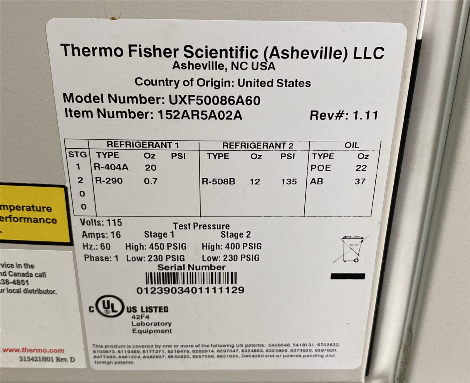 Thermo Revco UxF UXF50086A60 -86C Upright Ultra-Low Temperature Freezer - Image 12