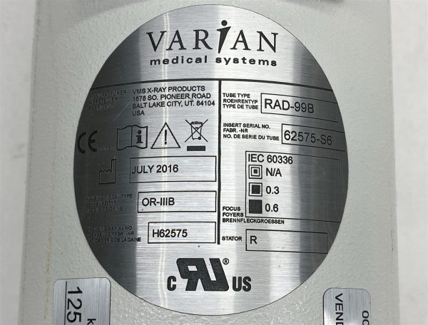 GE OEC 9900 Elite Varian X-Ray Tube OR-IIIB Type Rad-99B 00-902236-02 July 2016 - Image 3