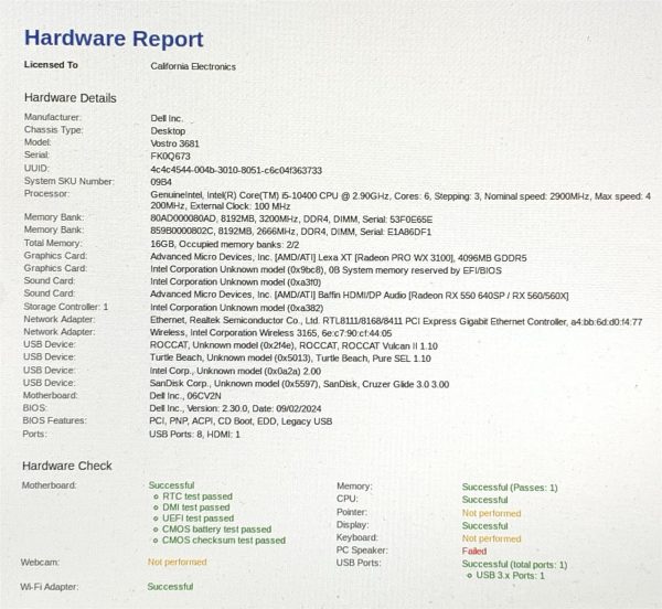 Dell Vostro 3681 SFF PC i5-10400 2.90GHz 16GB 1.92TB SSD Win11P 24H2 WiFi WX3100 - Image 8