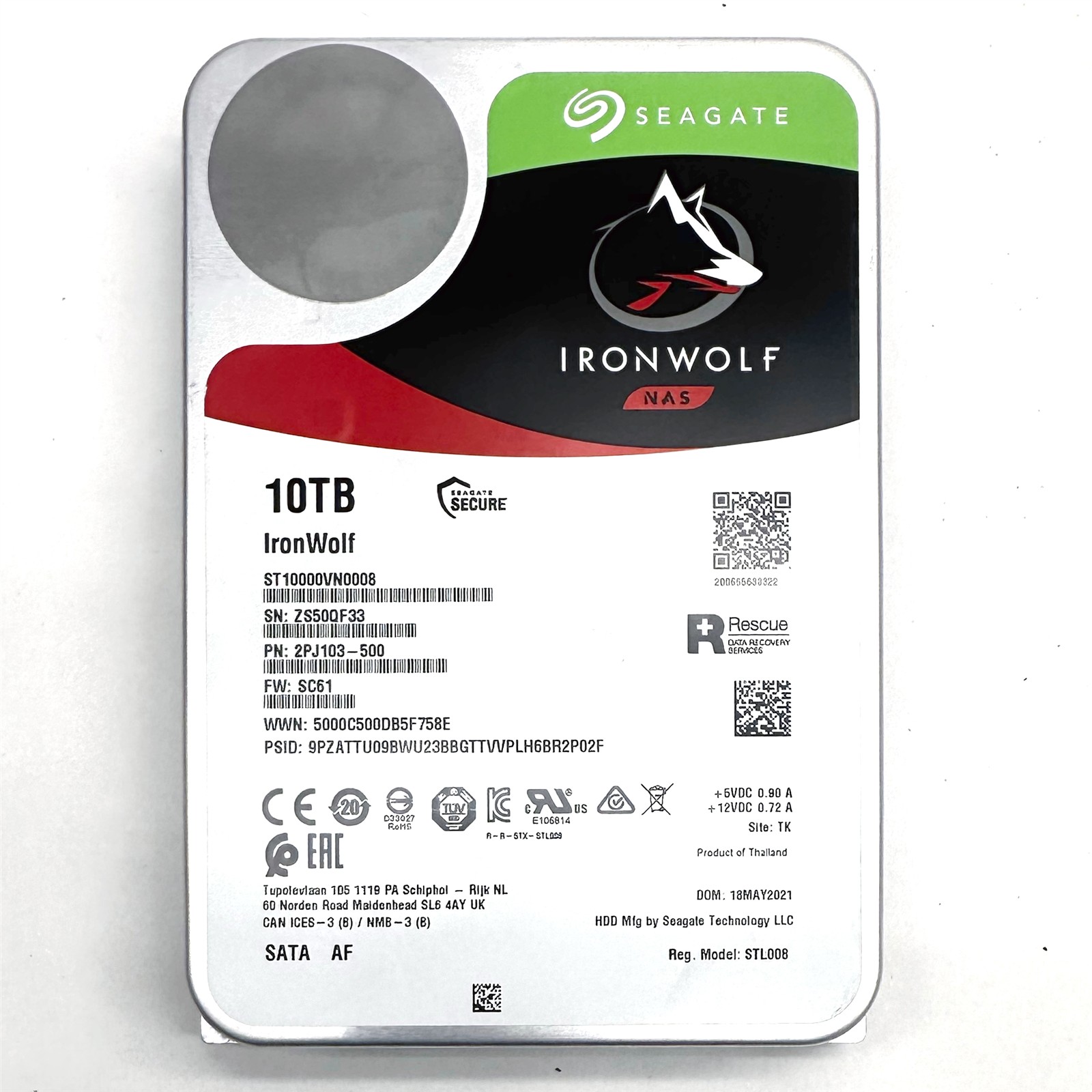 Seagate IronWolf ST1000VN0008 10TB SATA III 6Gbps 7200RPM 3.5" HDD 100% Health - Image 2