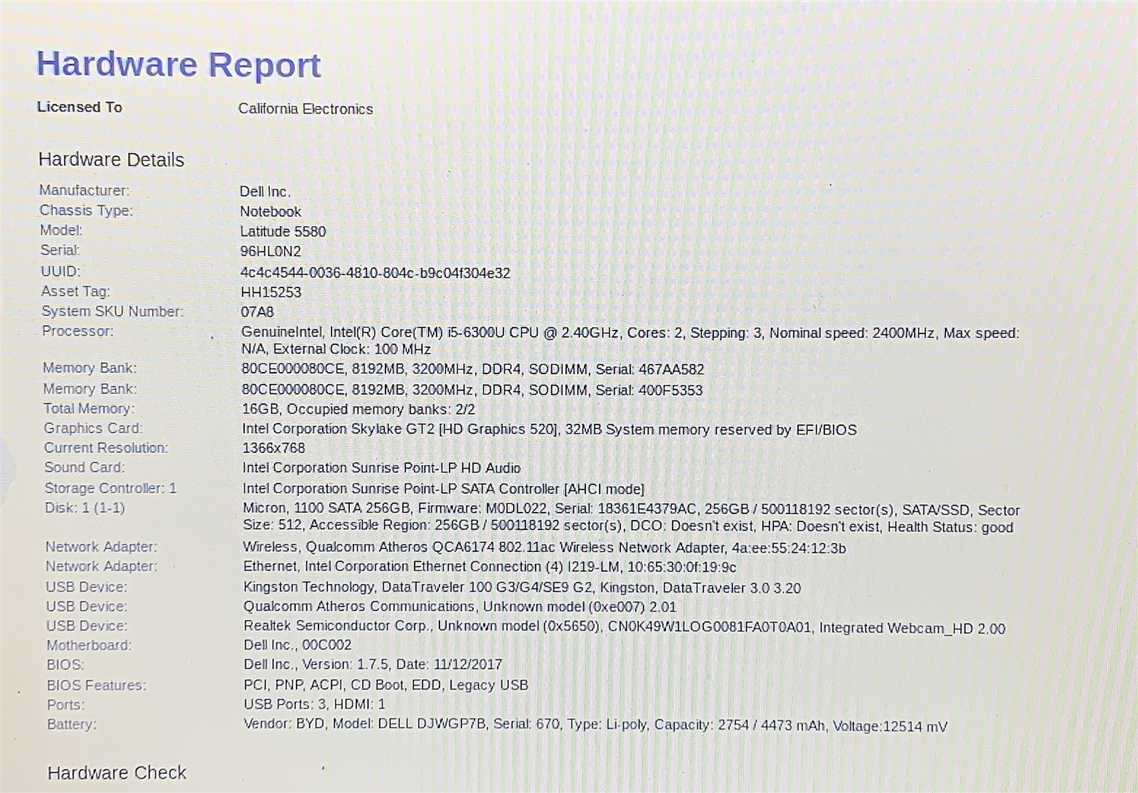 Dell Latitude 5580 Laptop i5 6300U 2.4GHZ 15.6" HD 16GB RAM 256GB M.2 Windows 11 - Image 2