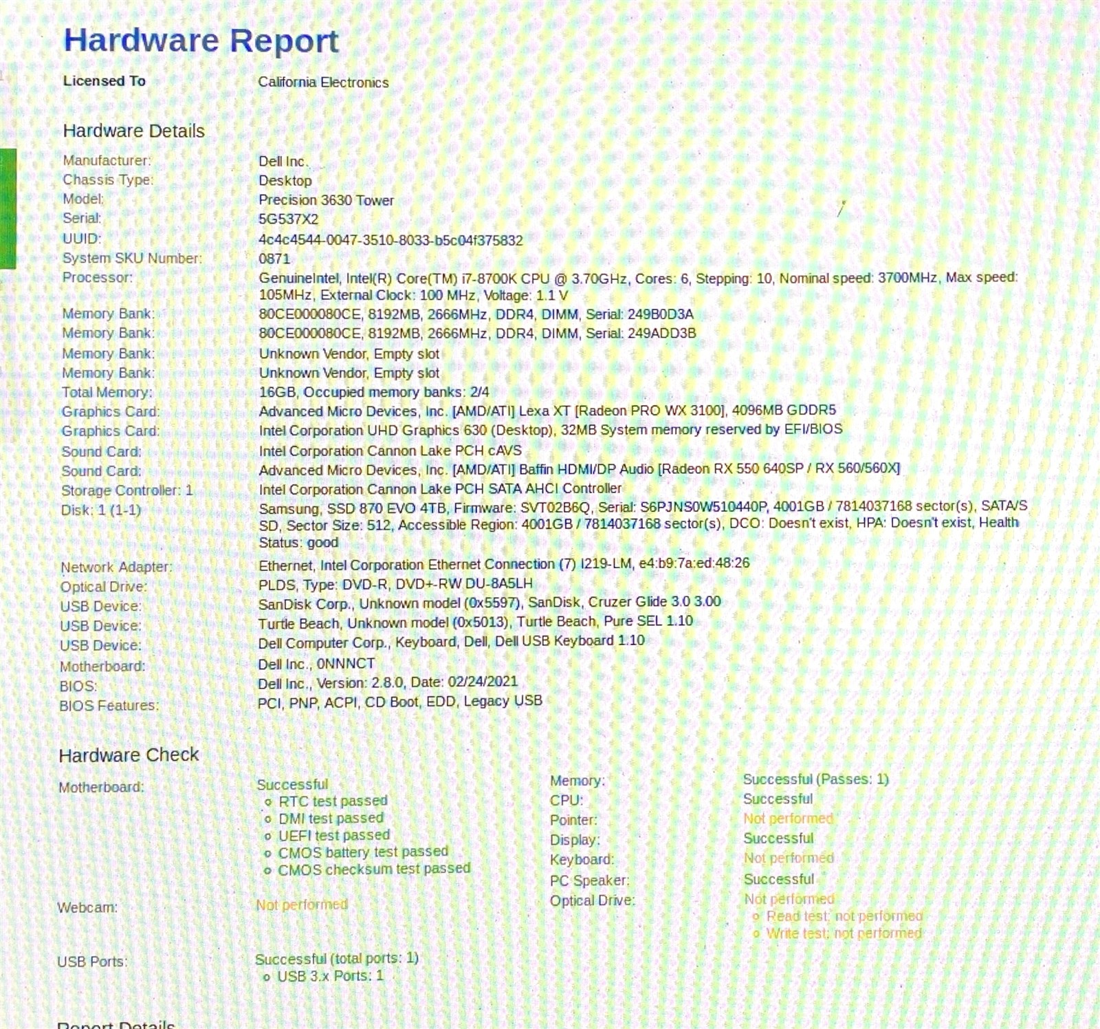 Dell Precision 3630 Tower PC i7-8700K 3.70GHz 16GB 4TB SSD Win11 Pro 25H2 WX3100 - Image 8