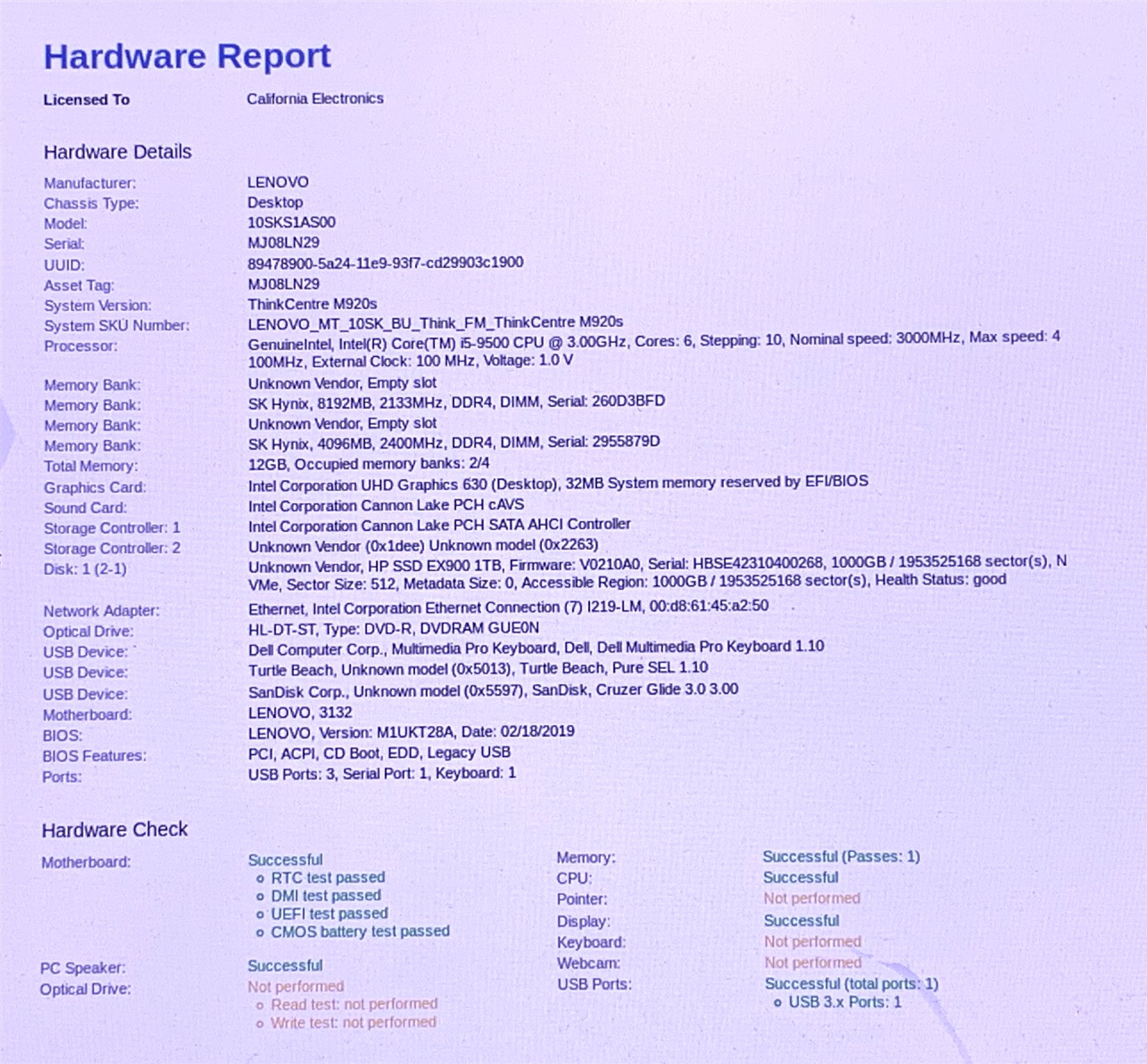 Lenovo ThinkCentre M920s SFF Core i5-9500 3GHz 12GB 1TB NVMe Win11 Pro 25H2 PC - Image 9
