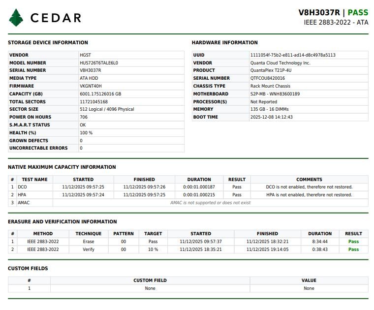 WD Ultrastar DC HC310 6TB 7.2K SATA 6Gb/s 3.5in HDD HUS726T6TALE6L0 *100% Health - Image 2
