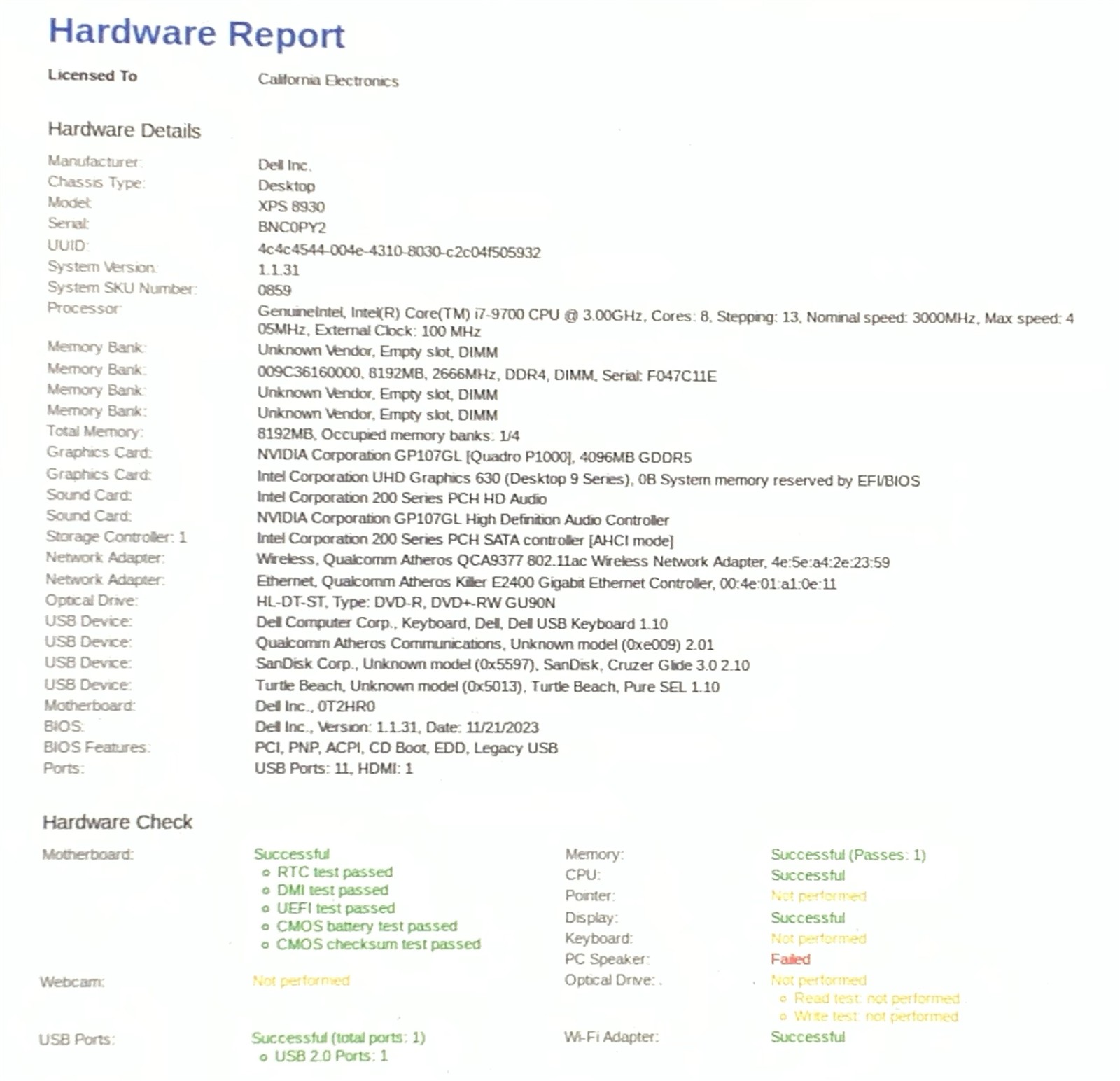 Dell XPS 8930 MT i7-9700 3.00GHz 8GB 512GB NVMe Win11 Pro 25H2 PC Quadro P1000 - Image 10