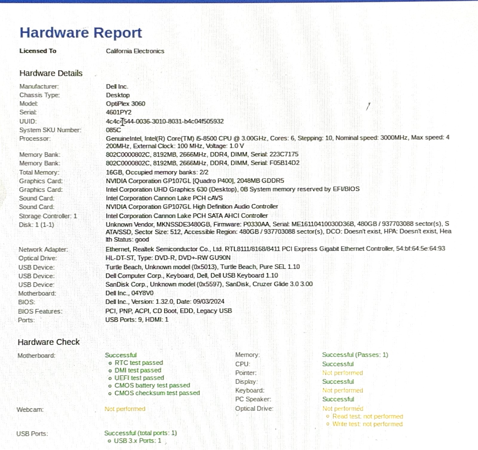 Dell OptiPlex 3060 SFF Intel i5-8500 3GHz 16G 480GB SSD Windows 11P 25H2 PC P400 - Image 9