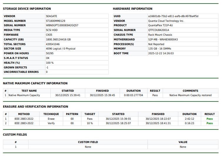 Seagate Exos 10E2400 1.8TB 12Gbps 2.5" SFF SAS HDD UCS-HD18TB10K4KN *100% Health - Image 2